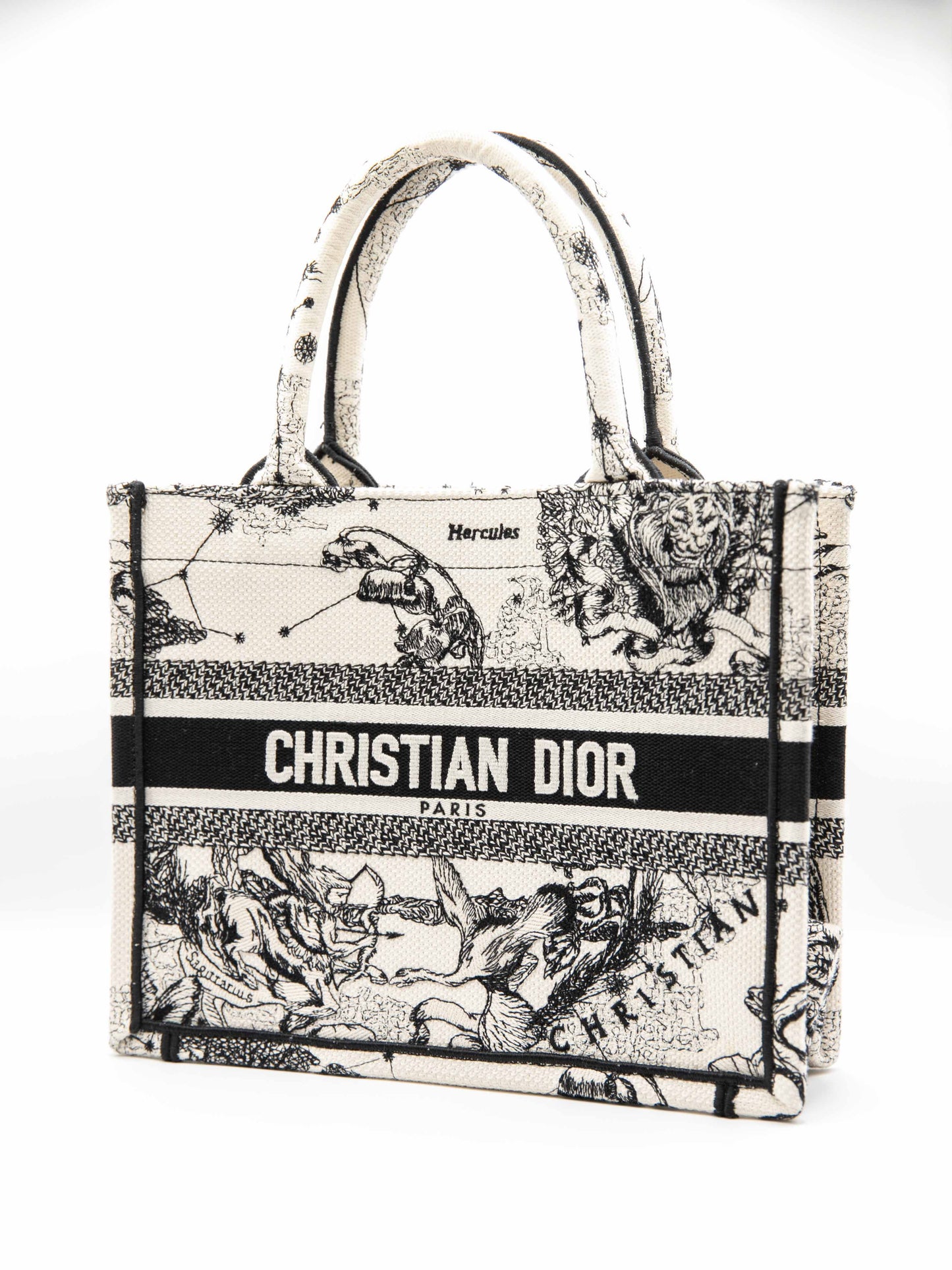 Dior - Book Tote Piccola Ricamo Dior Zodiac latte e nero