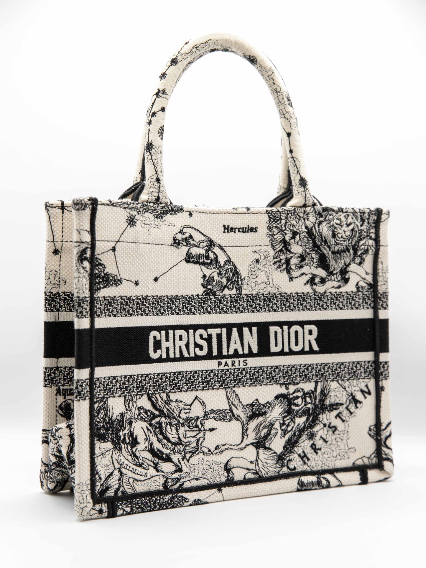 Dior - Book Tote Piccola Ricamo Dior Zodiac latte e nero